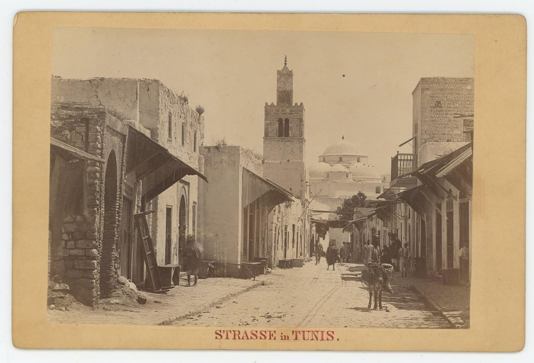 Sidi Mahrez Street Tunis Tunisia Cabinet Photo: 4 1/8" by 6 3/8".