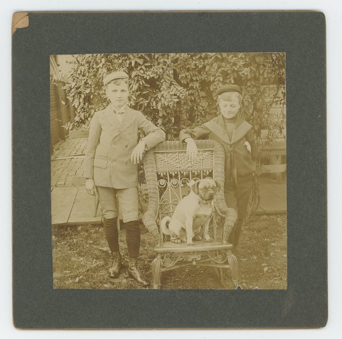 Fancy Lads Upper Class Boys with Dog Cabinet Photo (1 of 3)
