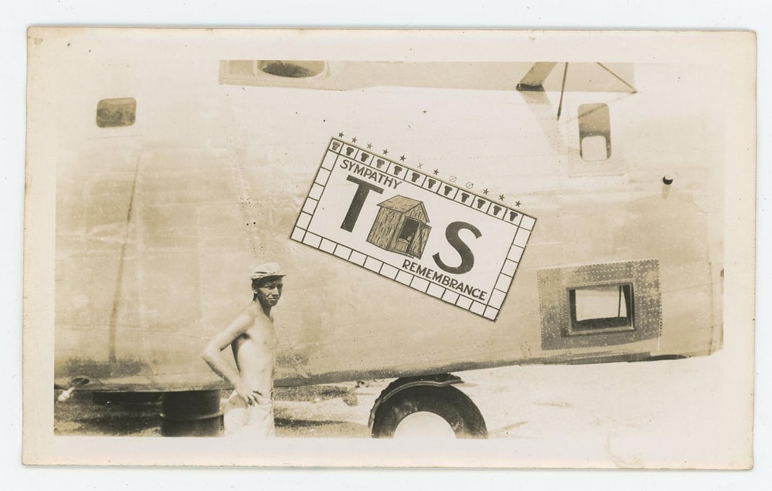 WW2 Airplane Plane Nose Art Photo RPPC: 3 1/2" by 5 3/4". BA2 Blue Tough Shit F-7a of 20CMS