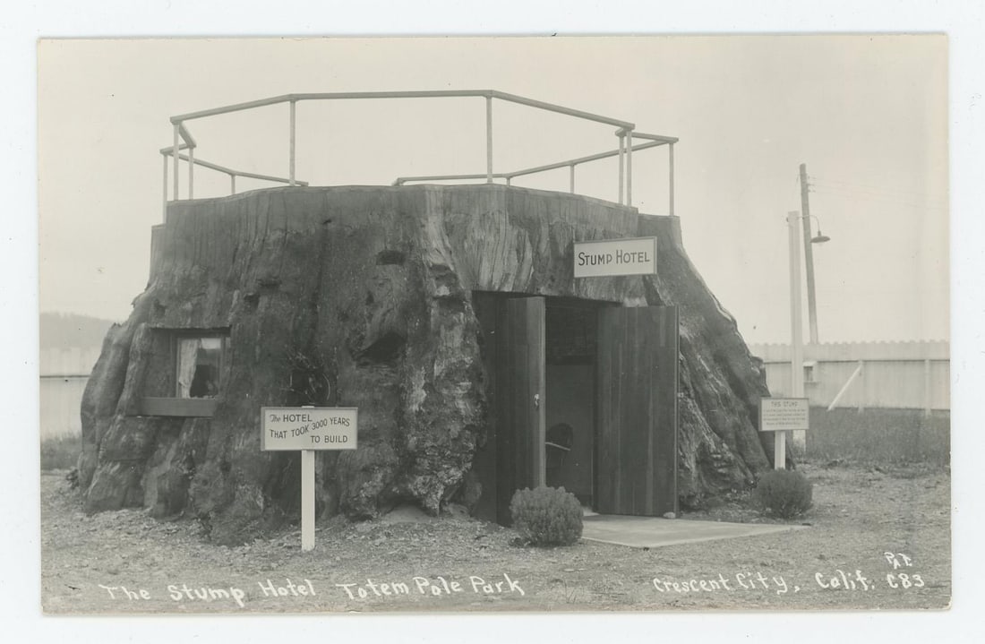 Stump Hotel Crescent City California RPPC Postcard: Nice example.