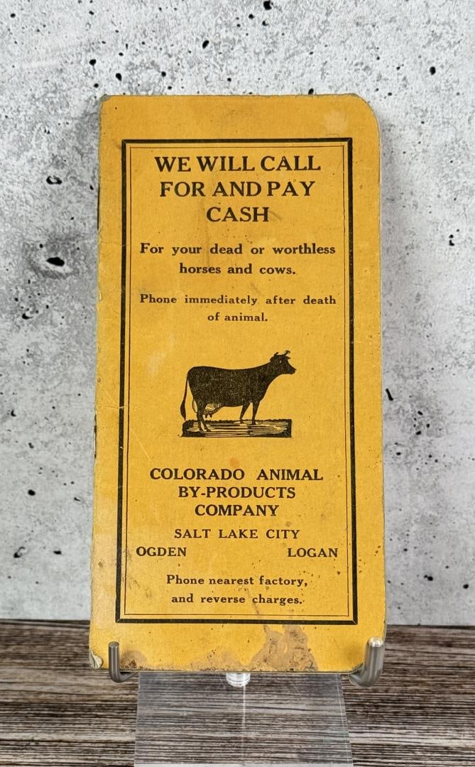 Colorado Animal By Products Company Notebook: Dated 1929-1930. Used by a dairy farmer. 2 5/8" by 5 1/2"