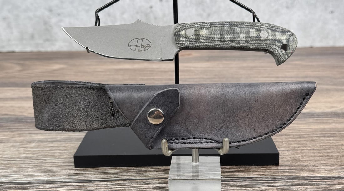 Mark Hazen 2015 Fixed Blade Black Micarta Knife: 7 7/8" long. Never used or carried.