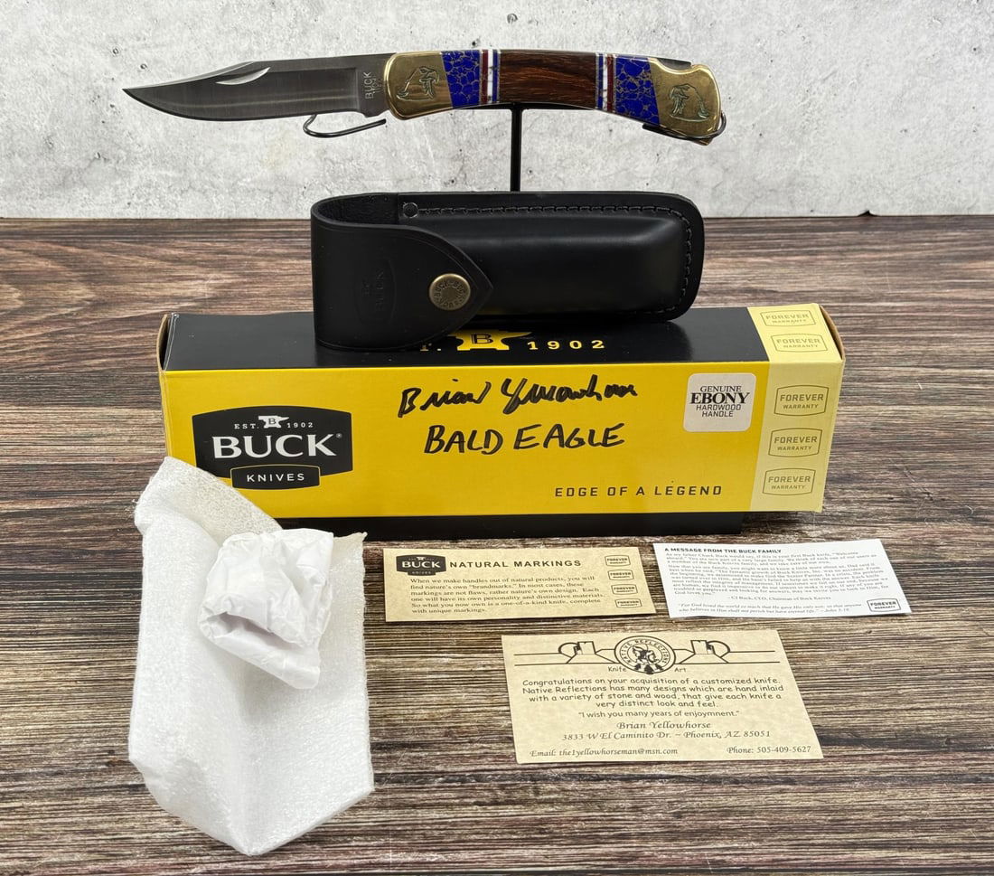 Buck 110 Custom Brian Yellowhorse Bald Eagle Knife (1 of 13)