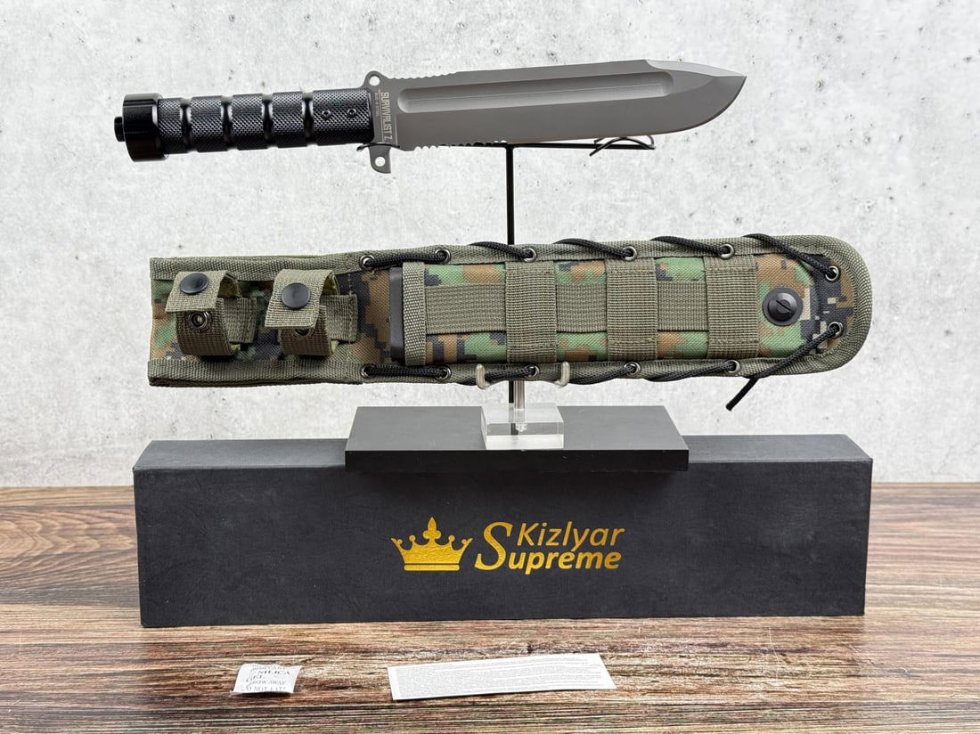 Kizlyar Supreme Survivalist Z KK0074 Knife: This fixed blade knife has never been used or carried. 12 3/8" long total.