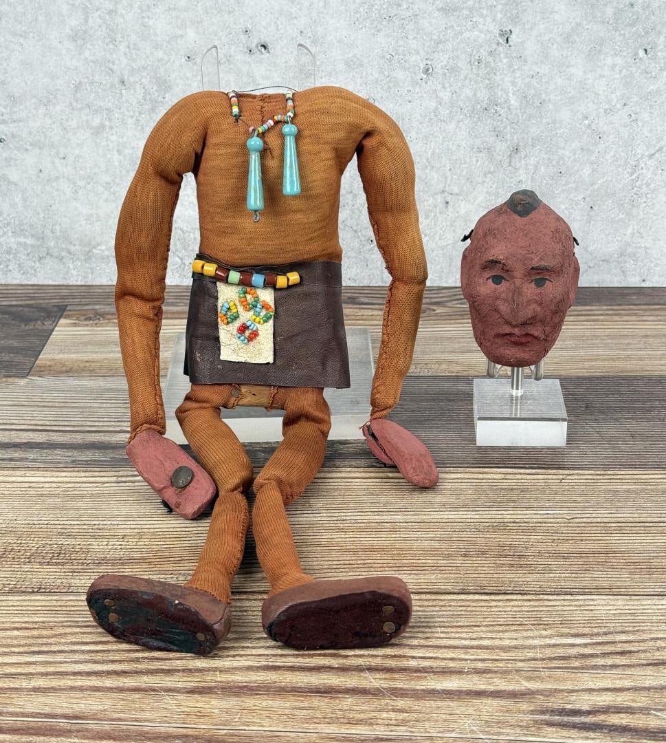 Wood and Cloth Osage Native American Indian Doll (1 of 3)