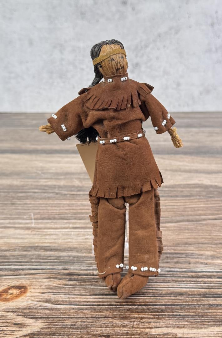 Ojibwe Chippewa Native American Indian Beaded Doll: Fort Mille Lacs Tag. 8 1/4" tall. First Half of the 20th Century.