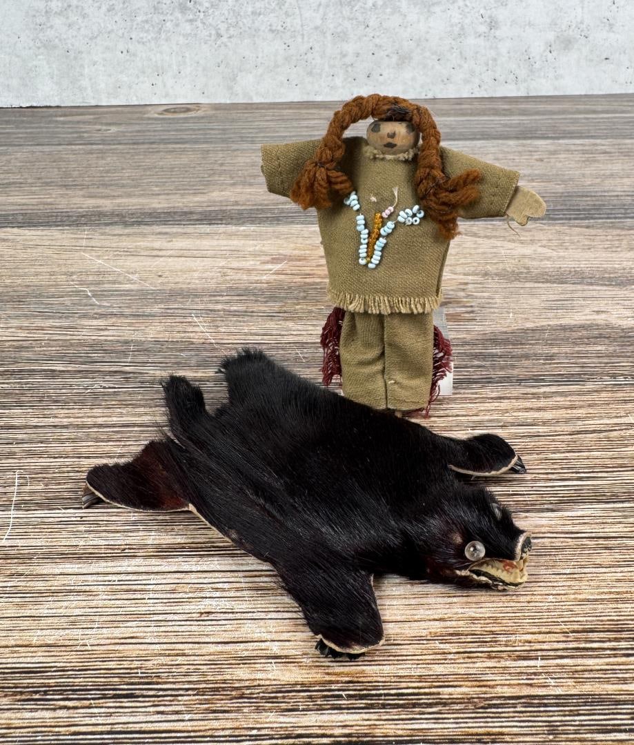 Native American Indian Doll and Bear Rug (1 of 5)