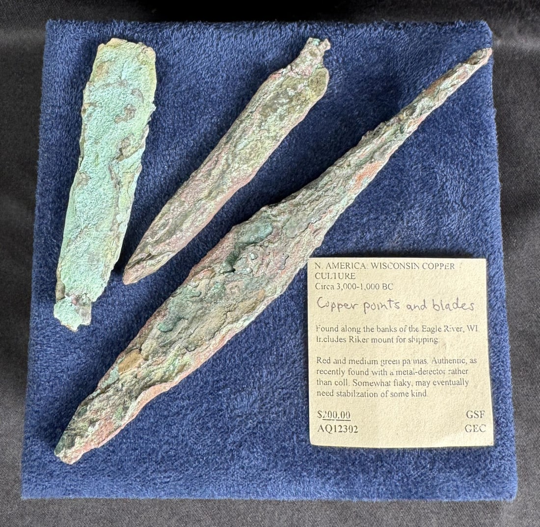 Ancient Wisconsin Copper Culture Indian Arrowheads (1 of 6)