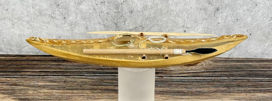 Alaskan Inuit Eskimo Miniature Skin Canoe Model (1 of 5)
