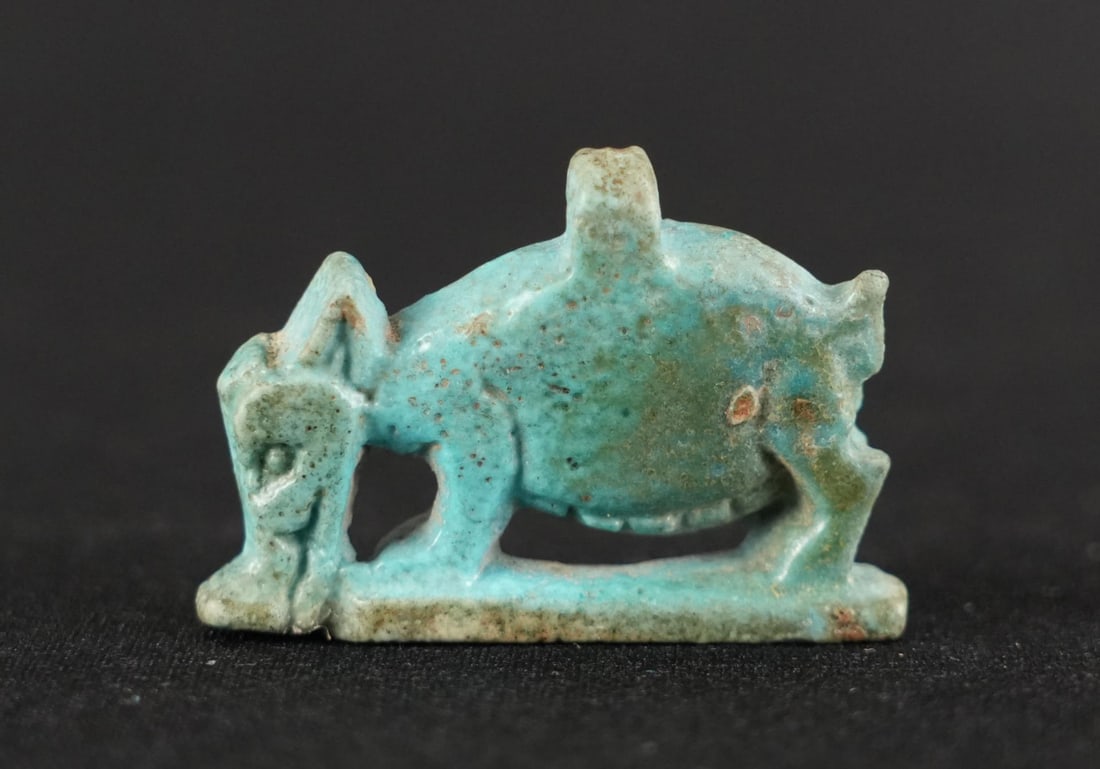 Ancient Egyptian Faience Sow Amulet (1 of 7)