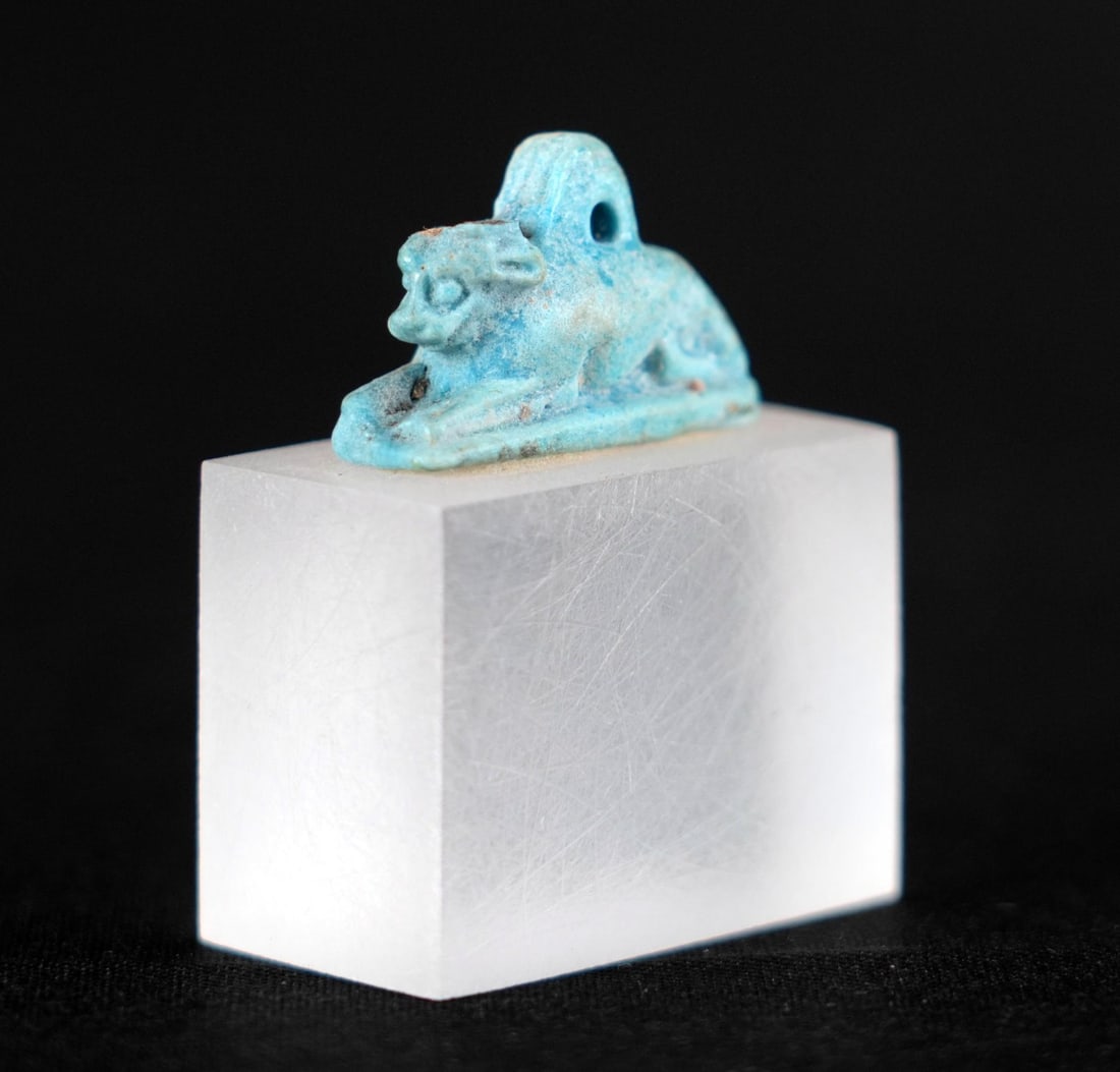 Ancient Egyptian Faience Ram Khnum Amulet (1 of 8)