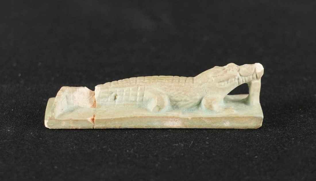 Ancient Egyptian Faience Crocodile Statuette (1 of 8)