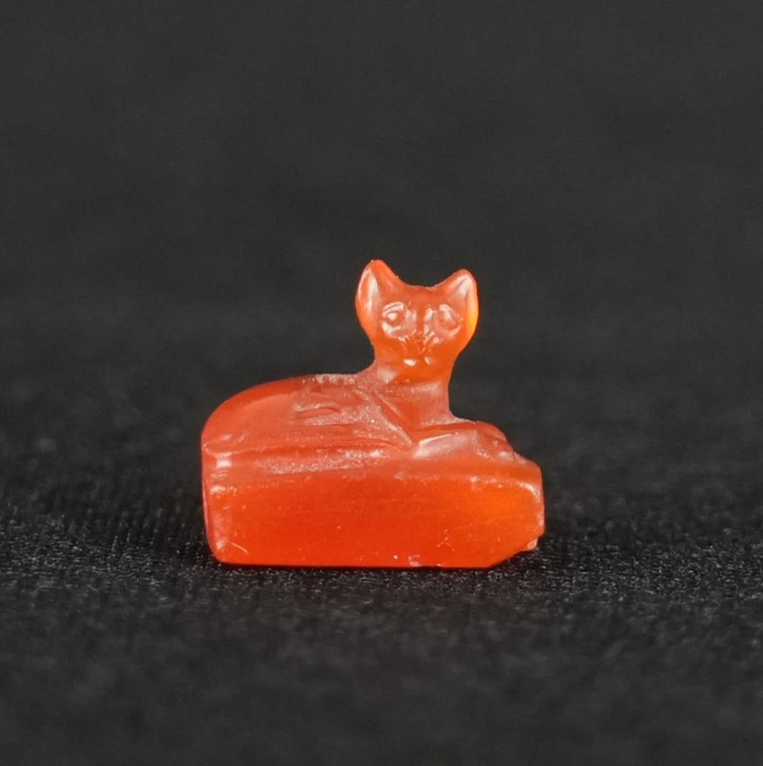 Ancient Egyptian Bastet Carnelian Seal Amulet (1 of 8)