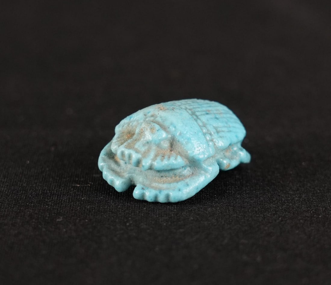 Ancient Egyptian Faience Scarab Amulet (1 of 10)