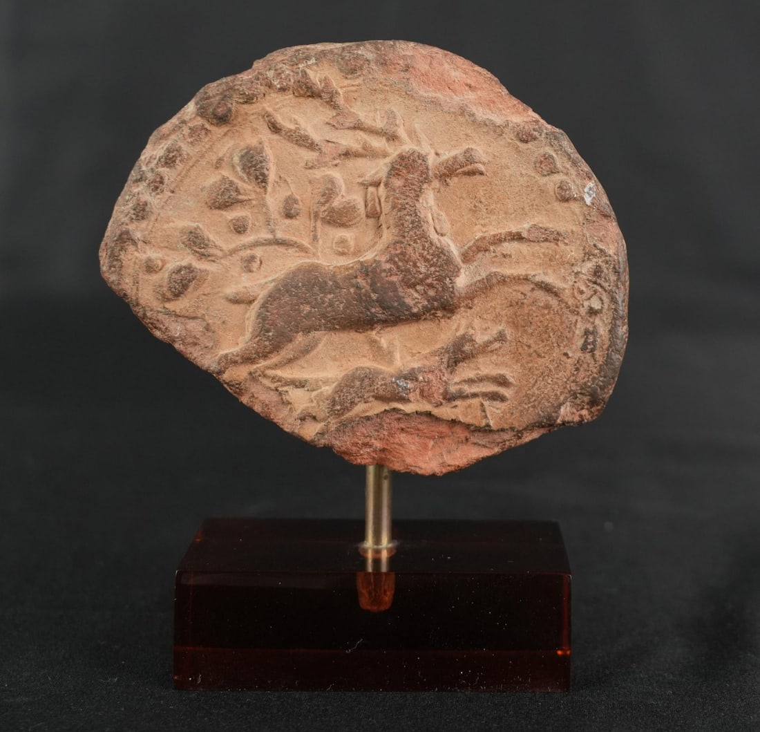 Ancient Roman Terracotta Oscillum of Stag and Tree (1 of 7)
