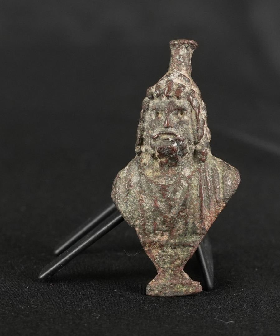 Ancient Roman Bronze Bust of Serapis (1 of 4)