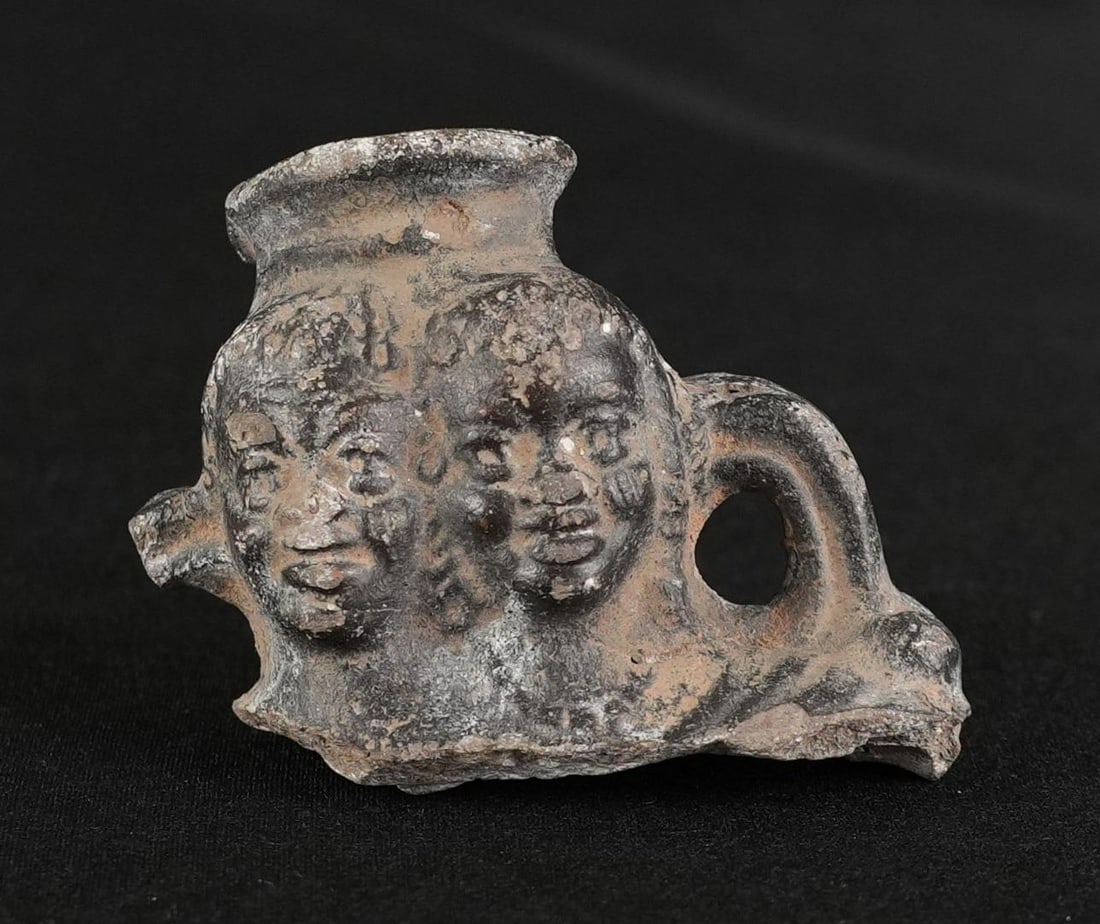Ancient Egyptian Amphora Handle of Black Man Woman (1 of 6)