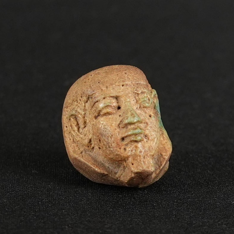 Ancient Egyptian Faience Ushabti Head (1 of 7)