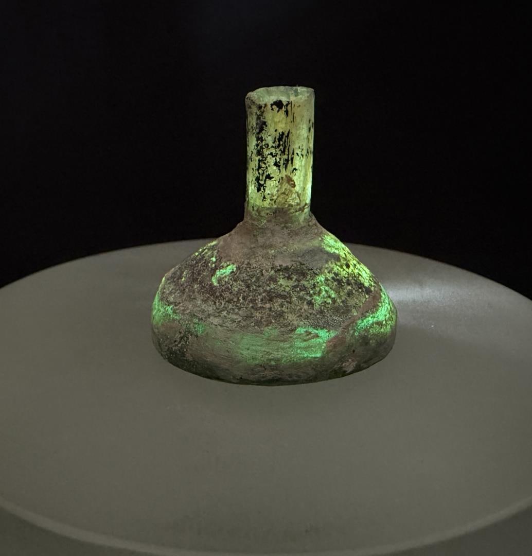 Time of Christ Ancient Roman Bottle: 1 1/4" tall by 1 1/4" in diameter.