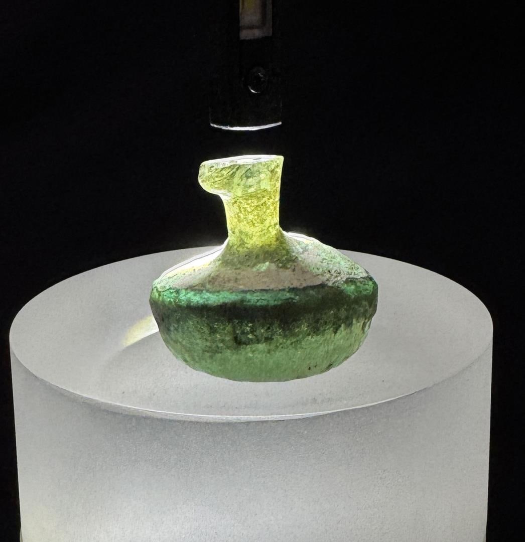 Time of Christ Ancient Roman Bottle: 1 1/4" tall by 1 1/2" in diameter.