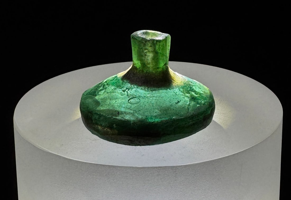 Time of Christ Ancient Roman Bottle: 1" tall by 1 1/2" in diameter.