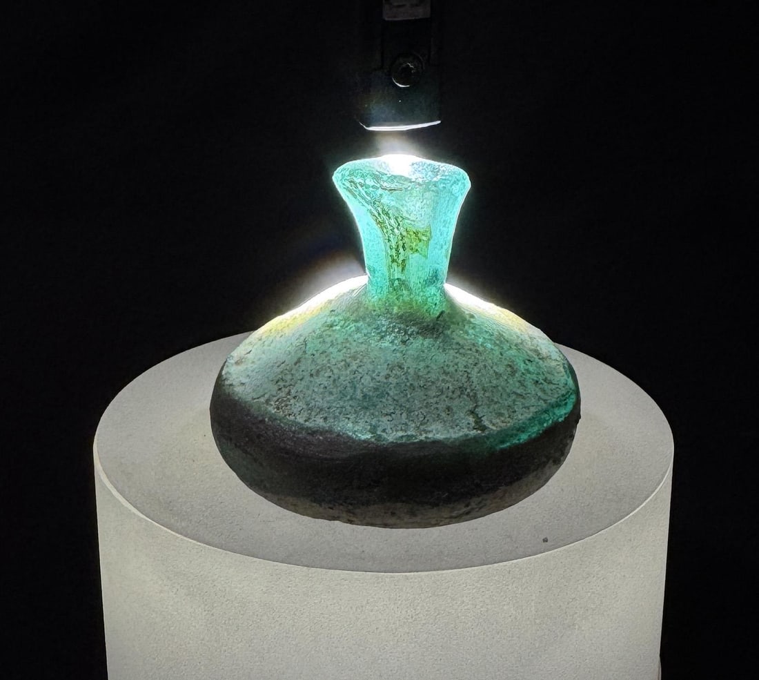 Time of Christ Ancient Roman Bottle: 1 5/8" tall by 2" in diameter.