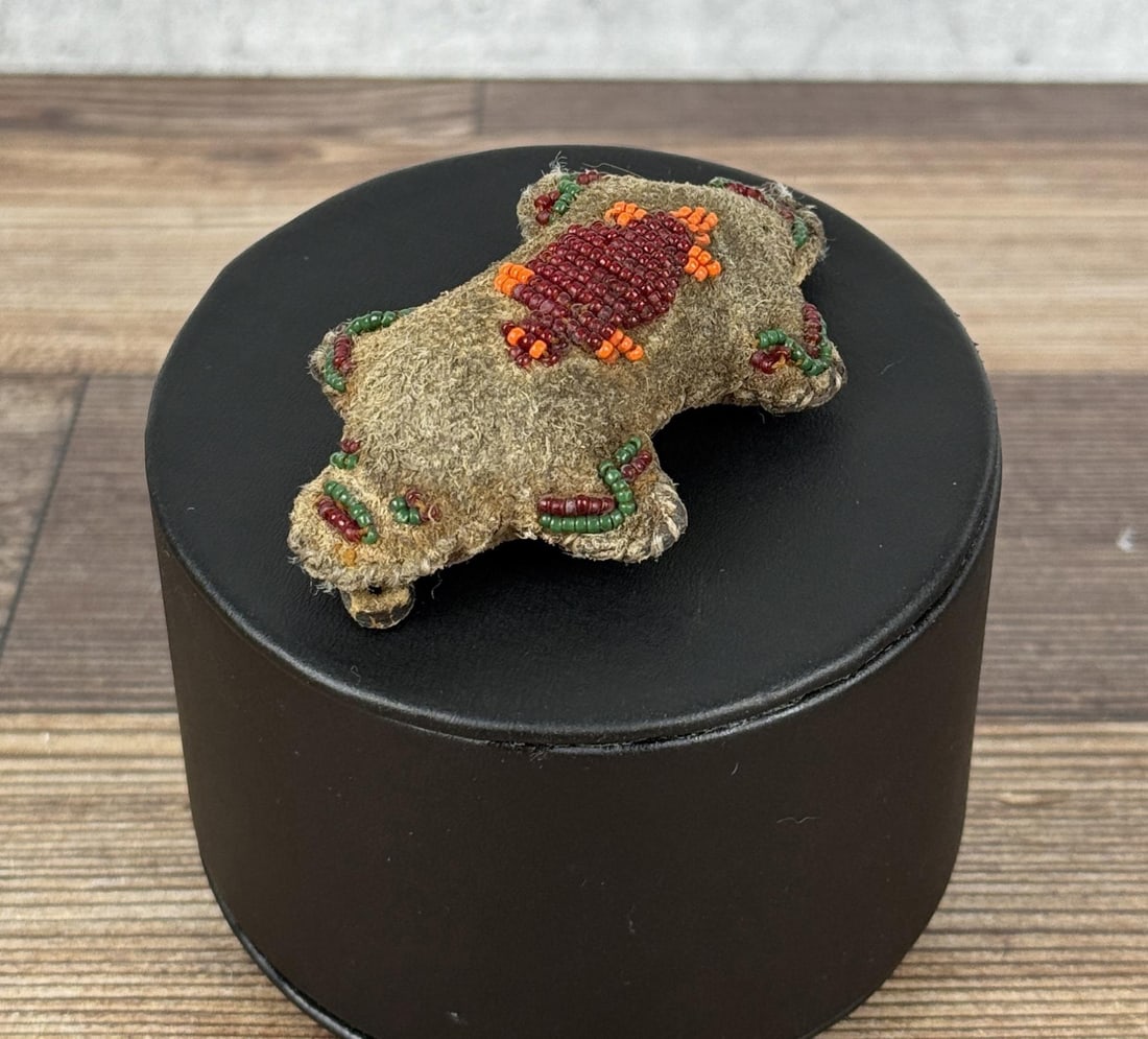 Native American Indian Beaded Beaver Fetish: 2 3/4" by 1 1/2" by 5/8". First Half of the 20th Century.