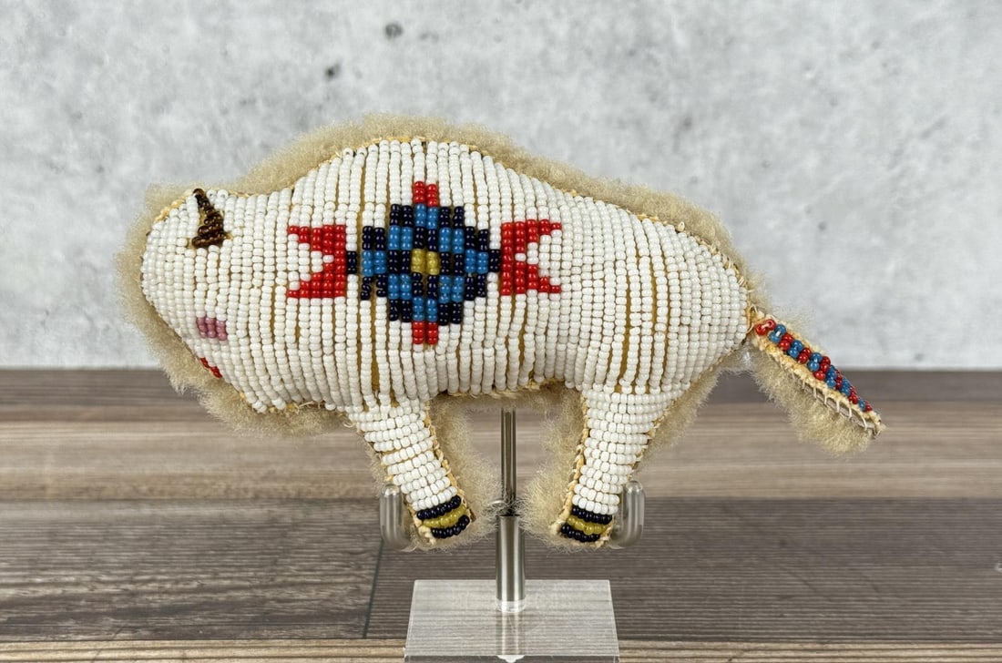 Native American Indian Beaded White Buffalo Fetish (1 of 3)