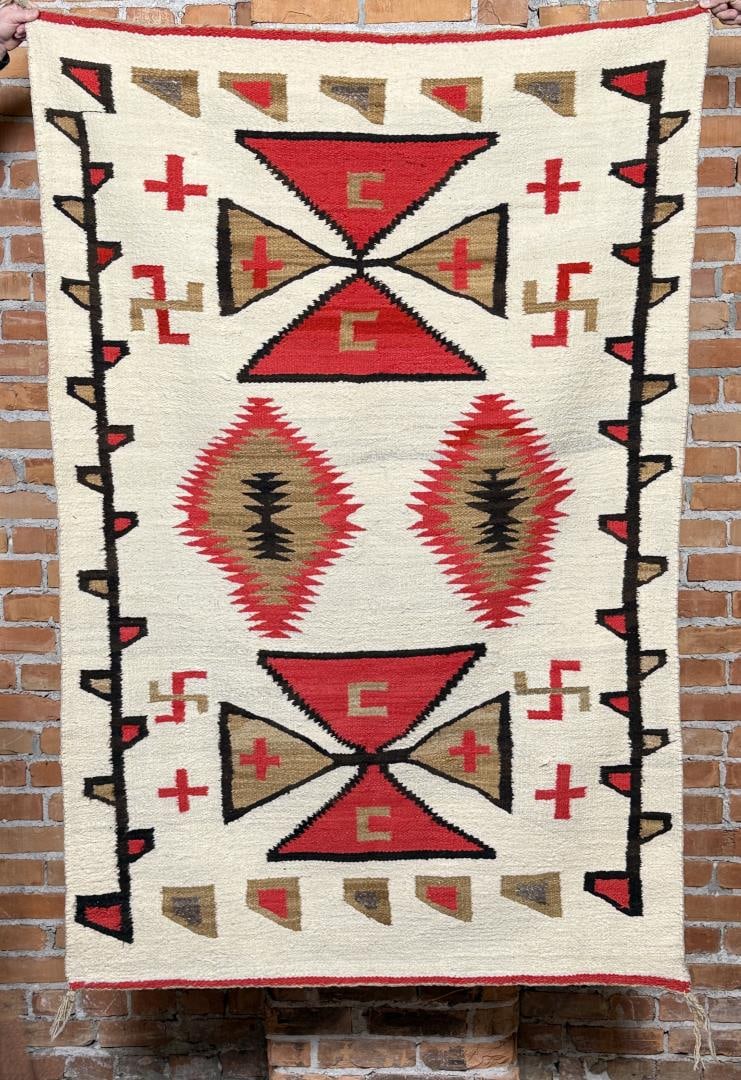 Navajo Indian Hourglass Whirling Log Swastika Rug (1 of 5)