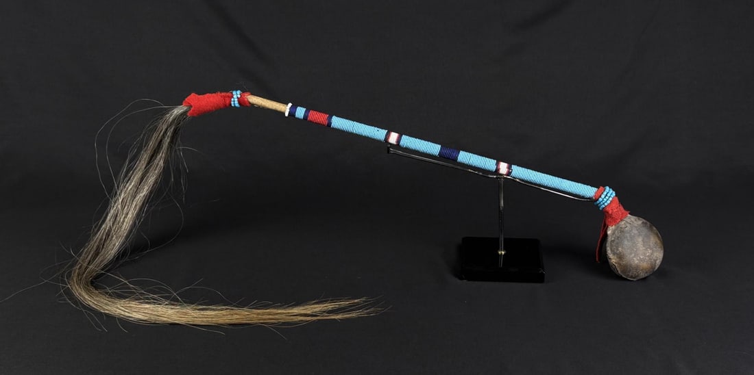 Flop Head Apache Native American Indian War Club: 50" long. First half of the 20th Century.