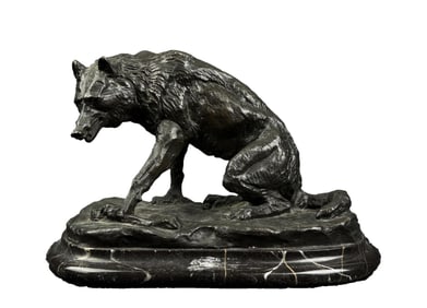 Charles M Russell Lone Wolf Bronze