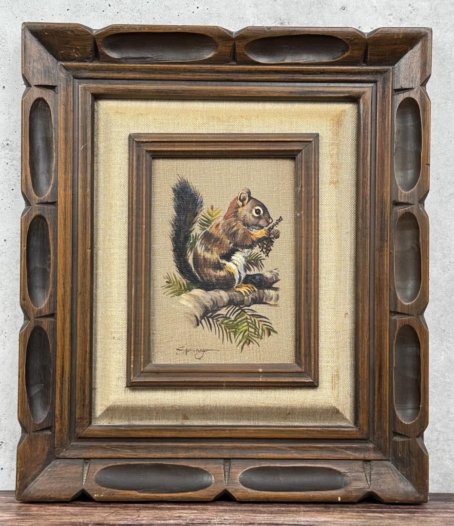 Elmer Sprunger Pine Squirrel Oil Painting (1 of 4)