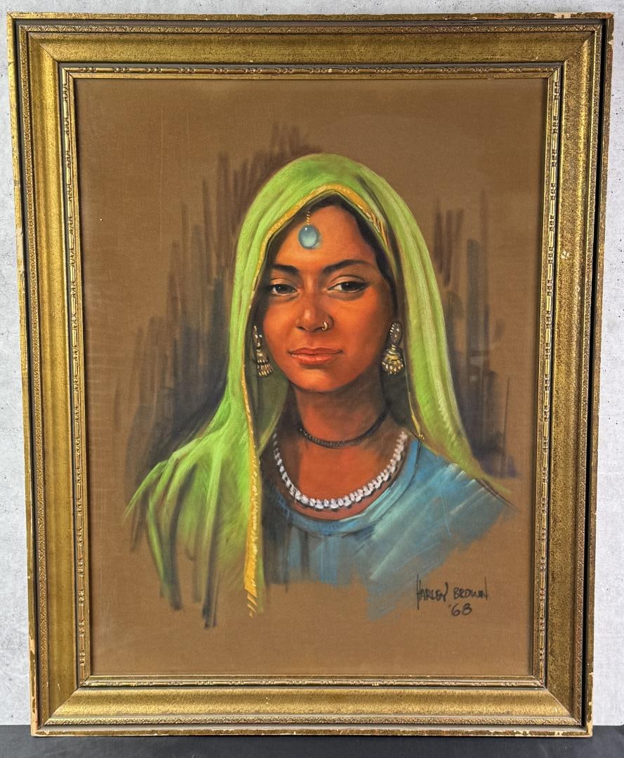 Harley Brown Indian Princess Pastel Drawing (1 of 7)