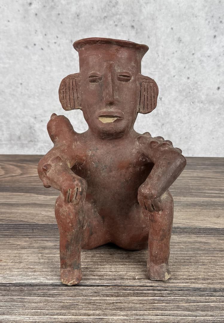 Pre Columbian Nayarit Seated Pottery Figure (1 of 7)