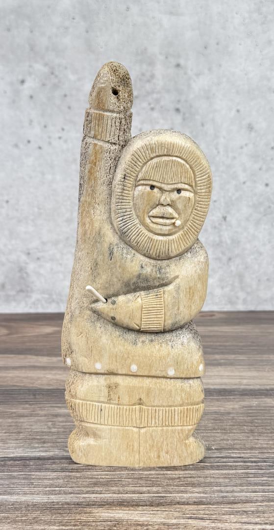 Fred Nayokpuk Inuit Carved Whale Bone Sculpture (1 of 5)