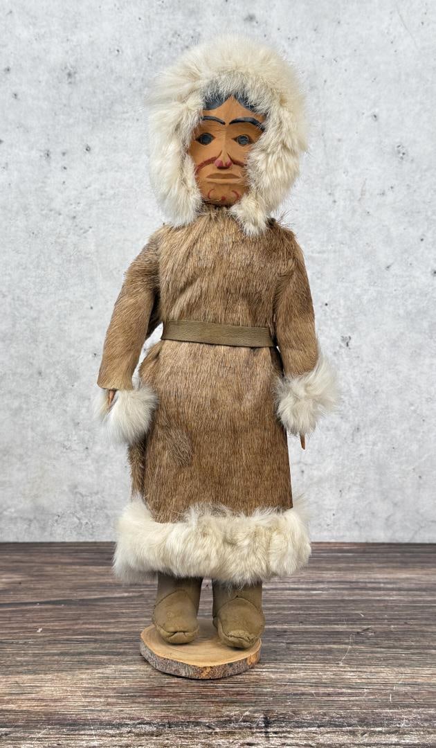 Alaskan Inuit Eskimo Wood Face Doll (1 of 5)