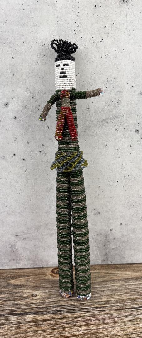 South African Ndebele Beaded Fertility Doll: 17 1/2" tall by 4" by 1 3/4".