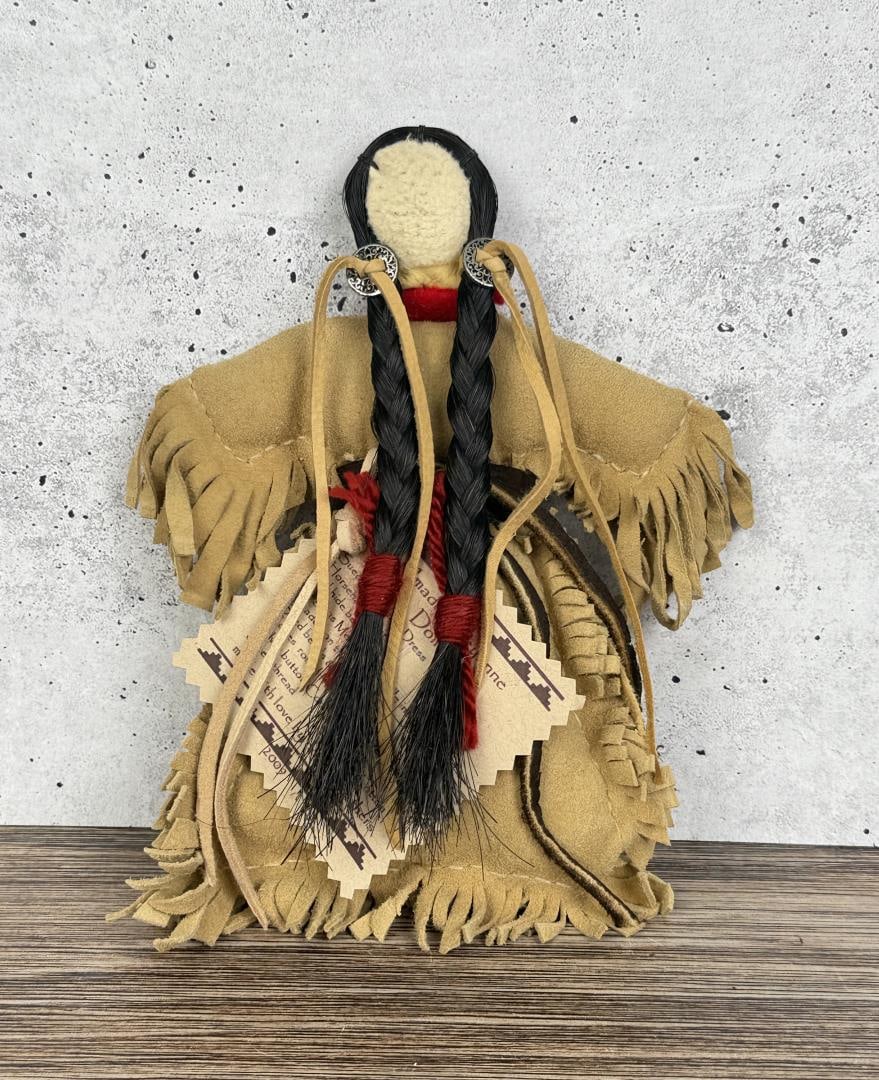 Donna 3 Feathers Cheyenne Indian Doll: 7 3/4" tall. Made in 2009.
