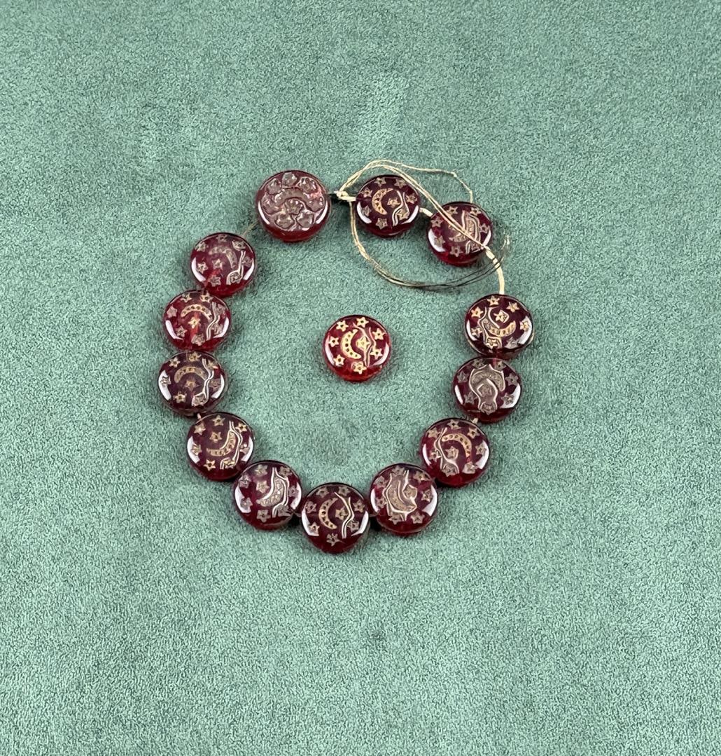 Antique Moon and Stars Glass Trade Beads: Nice set.