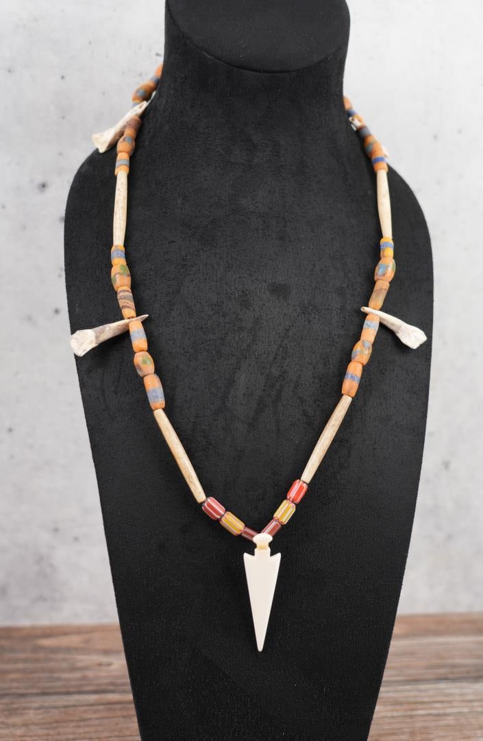Plains Indian Buffalo Tooth Trade Bead Necklace (1 of 7)