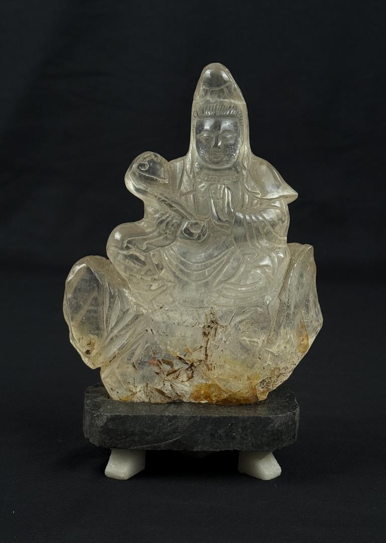 Chinese Carved Quartz Rock Crystal Buddha (1 of 5)