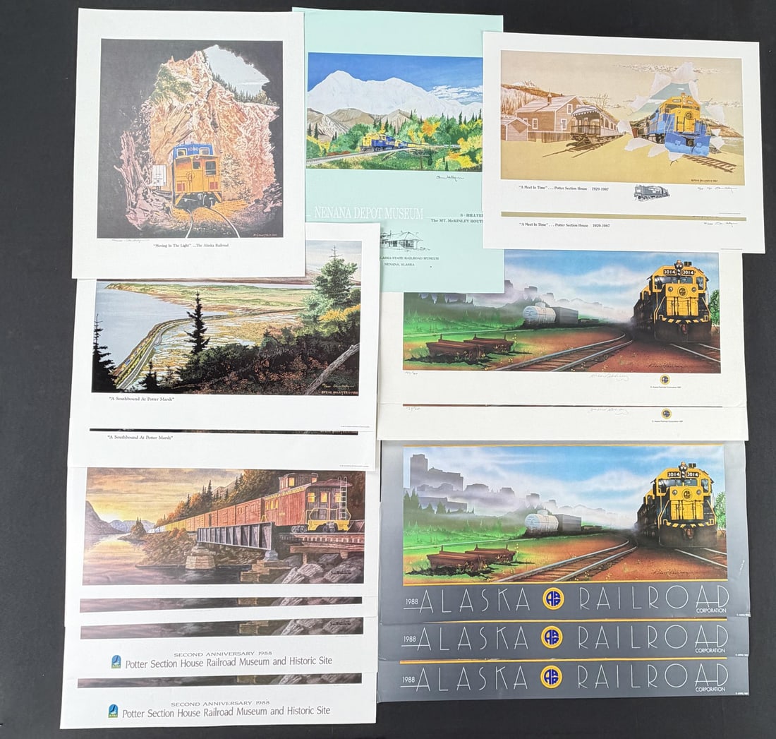 Collection of Railroad Prints: Nice grouping. Largest is 17 3/4" by 24"
