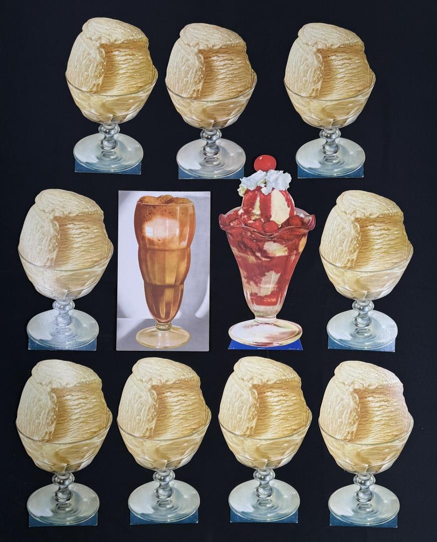 Woolworth Ice Cream Die Cut Signs: Nice grouping