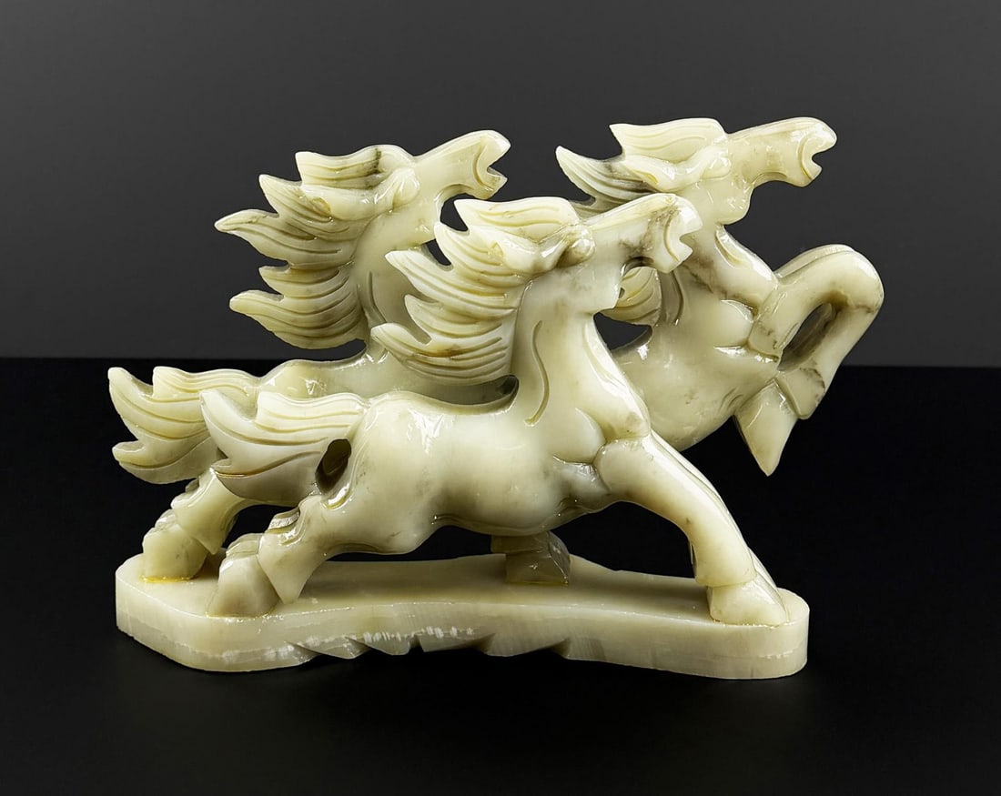 Chinese Carved Hardstone Running Horses (1 of 6)