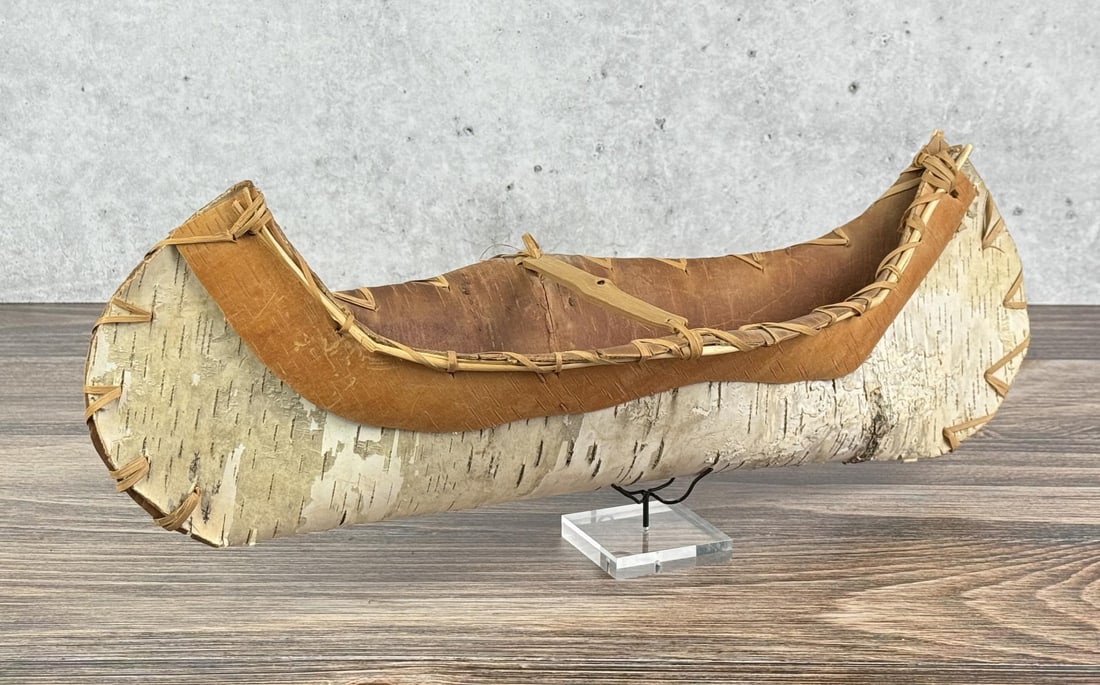 Ojibwe Native American Birch Bark Model Canoe (1 of 6)