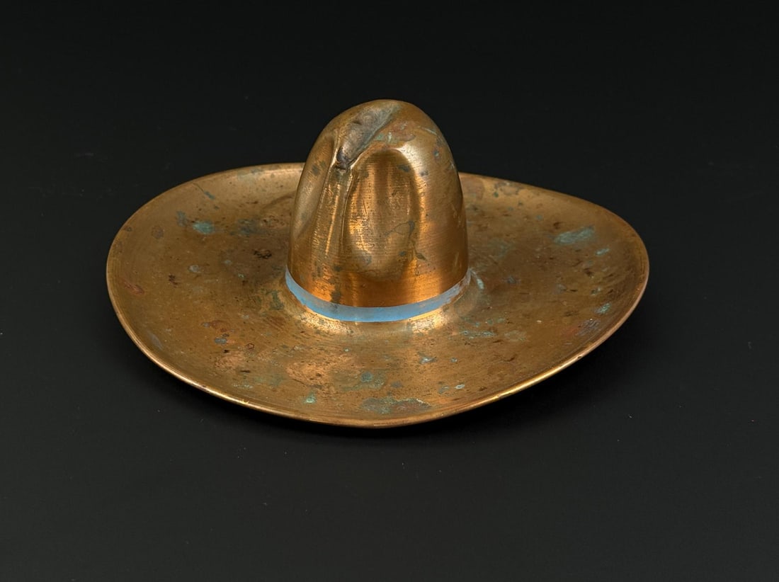 Bryce Canyon Copper Cowboy Hat Ashtray: 7 1/2" diameter, 2 1/2" tall.