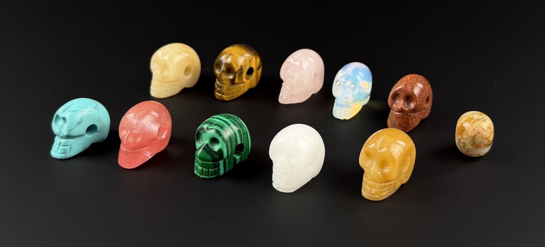 Carved Stone Skull Beads (1 of 6)