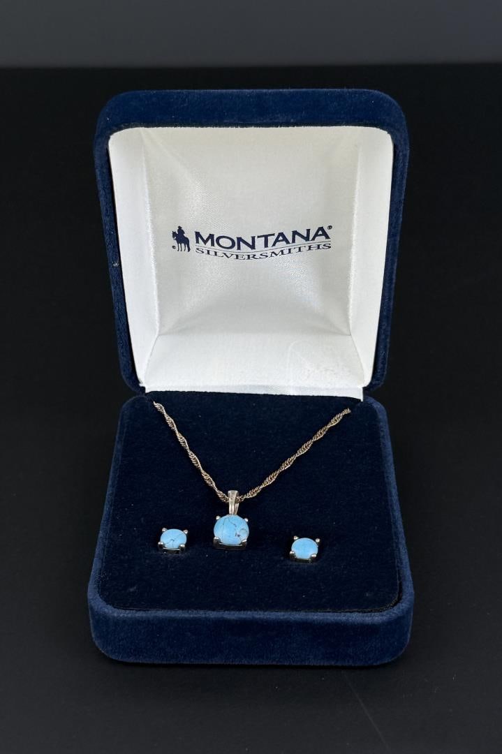 Montana Silversmiths Necklace and Earrings: New in box.