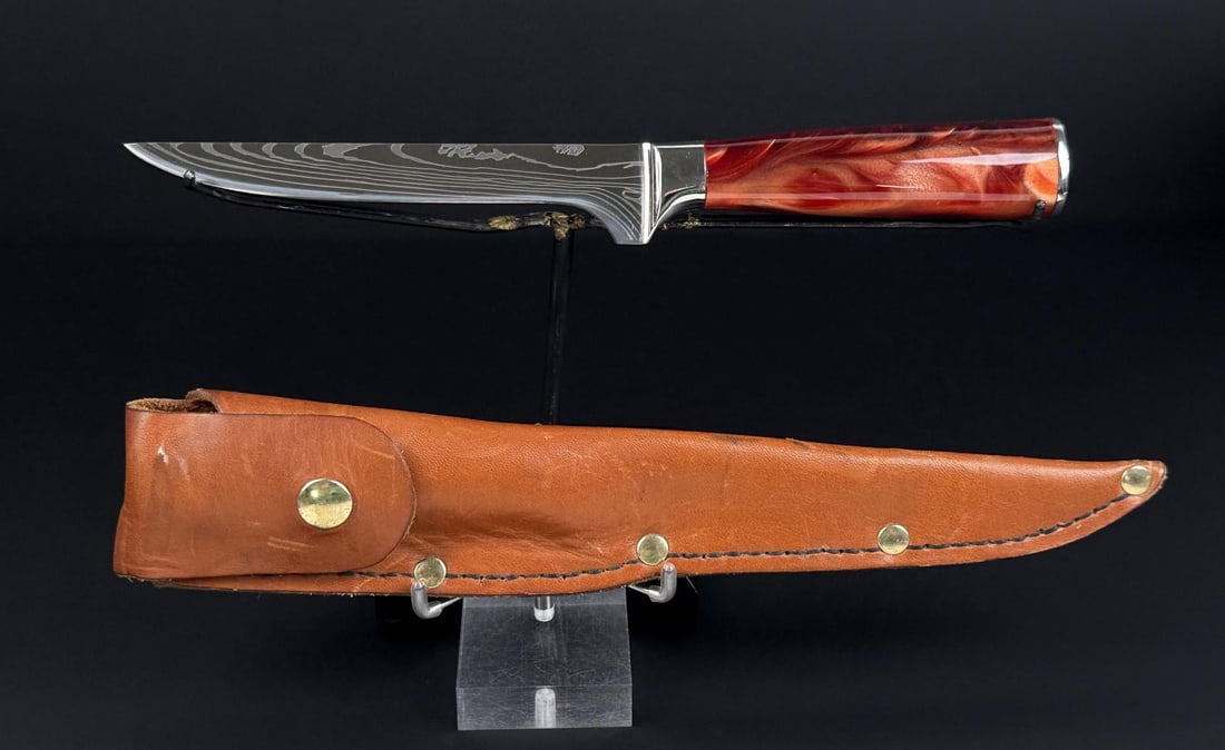 Buckskin Jim Montana Damascus Custom Knife: 11" long.