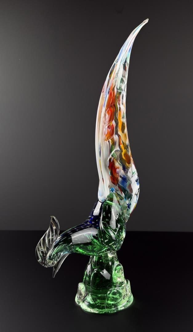 Murano Blown Glass Pheasant: 17" by 7" by 3 1/2"